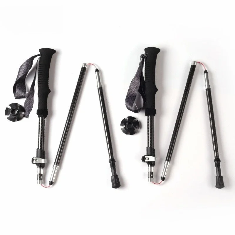 Trekking Pole Carbon - Praktische klassieke 3K koolstofvezel vijfdelige opvouwbare