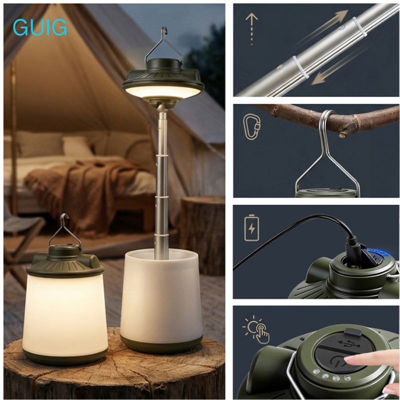 Outdoor Adventure Ni - Nieuwe telescopische RGB-campinglamp USB oplaadbare draagbare