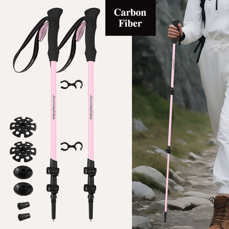 Trekking Pole Carbon - Roze carbon fiber wandelstokken ultralicht verstelbare