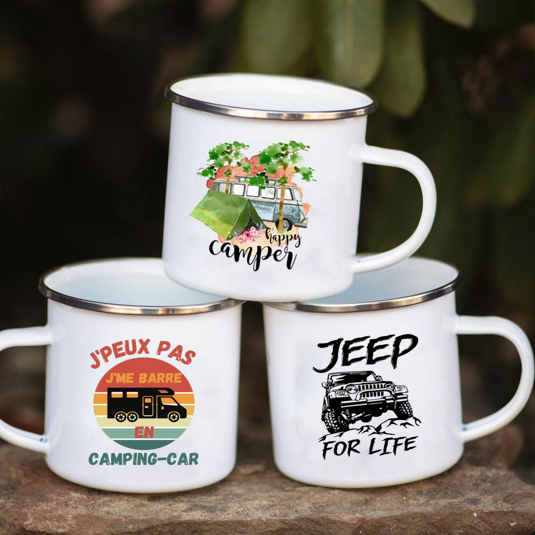 Outdoor Adventure And Travel - Campingauto Emaille Mok Avontuur Samen Beker