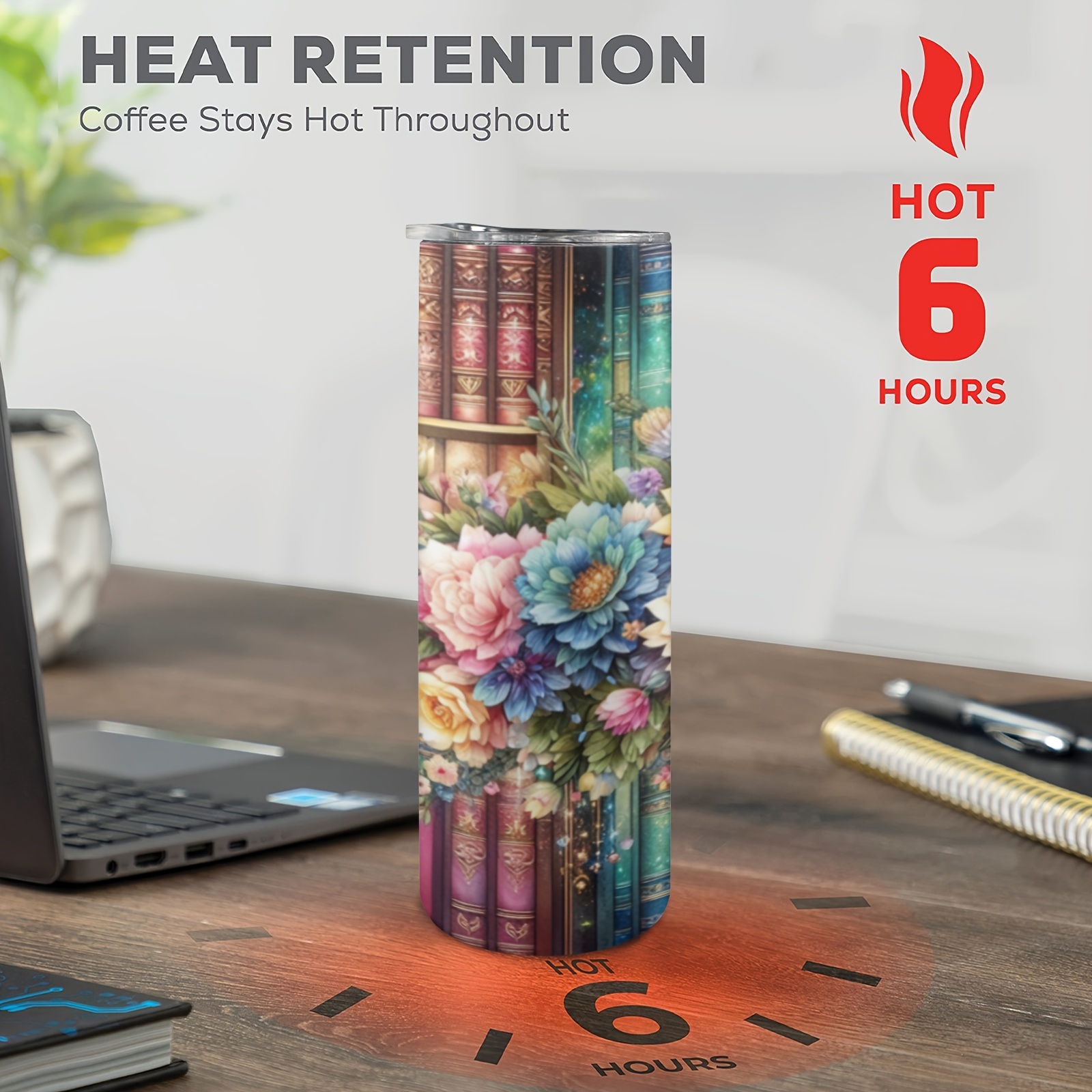 20oz Floral Books Tumbler met  - Outdoor Adventure Friends recensie en prijs