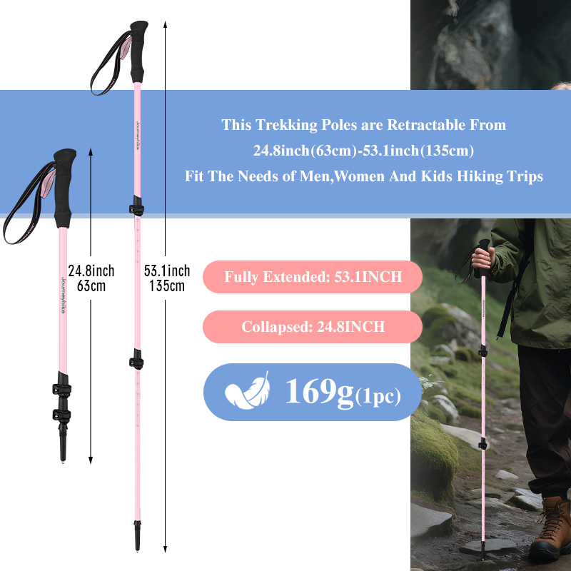 Roze carbon fiber wandelstokke - Trekking Pole Carbon recensie en prijs