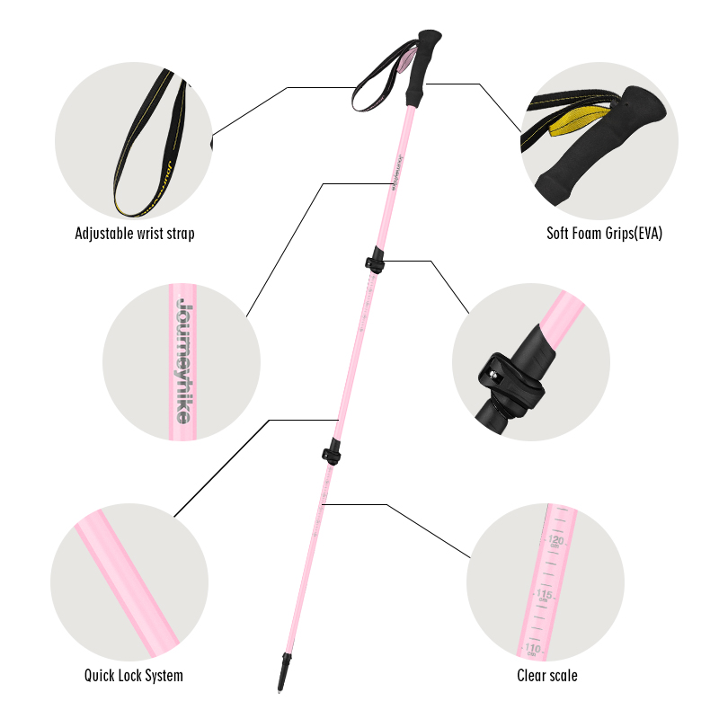 Roze carbon fiber wandelstokke - Trekking Pole Carbon recensie en prijs